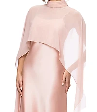 Xscape Satin Long Chiffon Overlay Dress