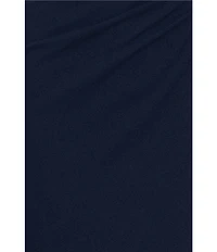 Xscape Scuba Crepe V-Neck Sleeveless Wire Ruffle Trim Ruched Back Dress