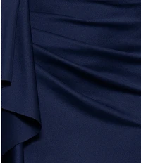 Xscape Scuba One Shoulder Neck Sleeveless Ruched Front Drape Gown