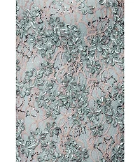 Xscape Soutache Lace Floral Print One-Shoulder Neck Sleeveless Sheath Gown