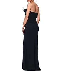 Xscape Strapless Flower Ruffle Sleeveless Gown