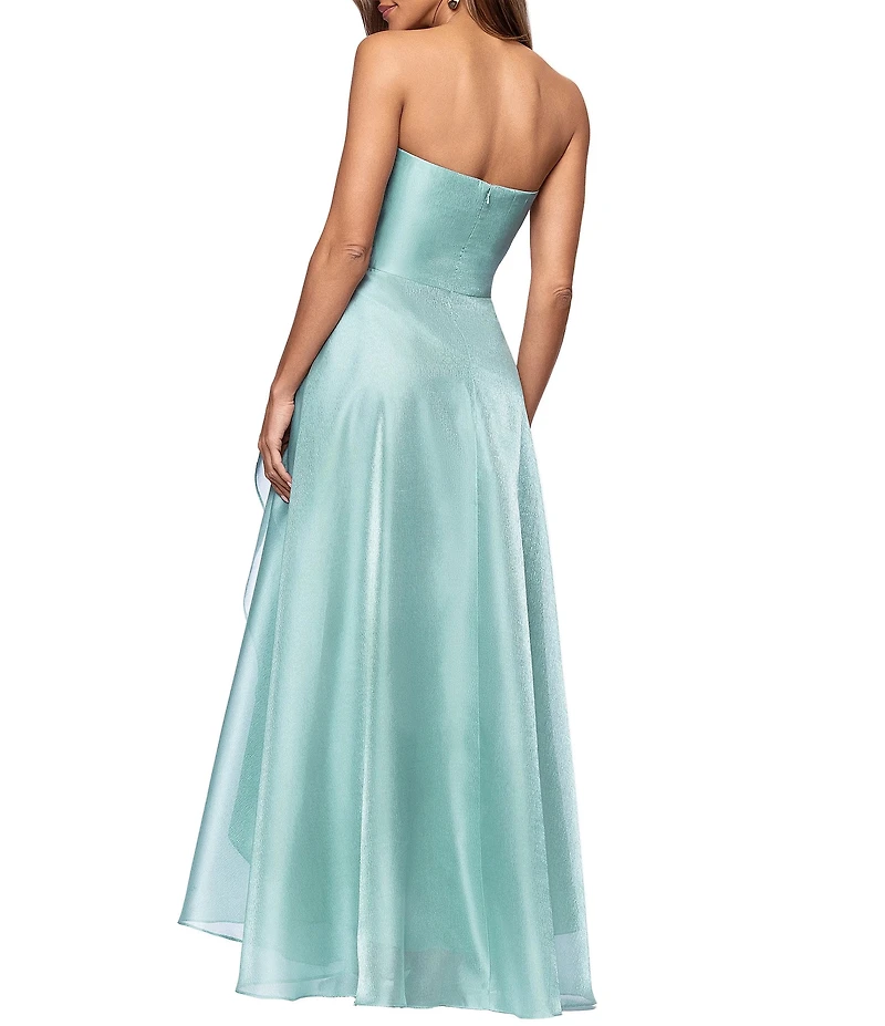 Xscape Strapless Organza Ruffle Gown