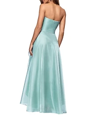 Xscape Strapless Organza Ruffle Gown