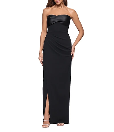 Xscape Strapless Sheath Scuba Crepe Gown