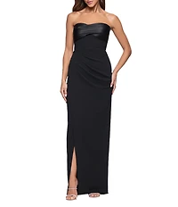 Xscape Strapless Sheath Scuba Crepe Gown
