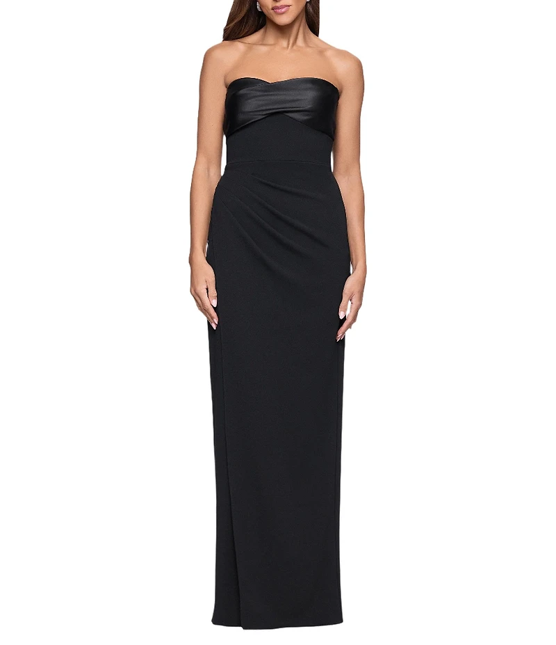 Xscape Strapless Sheath Scuba Crepe Gown