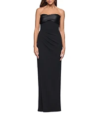 Xscape Strapless Sheath Scuba Crepe Gown
