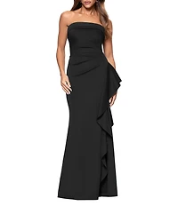 Xscape Suba Strapless Ruched Side Ruffle Sheath Dress