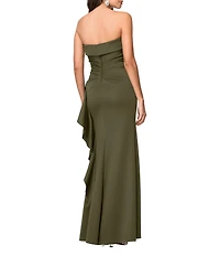 Xscape Suba Strapless Ruched Side Ruffle Sheath Dress