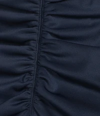 Xscape Tech Scuba Strapless Sweetheart Neckline Side Hardware Ruched Sheath Long Dress