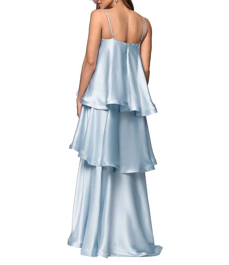 Xscape Tiered Satin Gown
