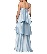 Xscape Tiered Satin Gown