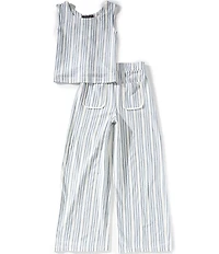 Xtraordinary Big Girls Stripe Sleeveless Tie Back Top & Wide Leg Pants 2-Piece Set