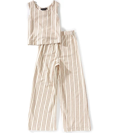 Xtraordinary Big Girls Stripe Sleeveless Tie Back Top & Wide Leg Pants 2-Piece Set