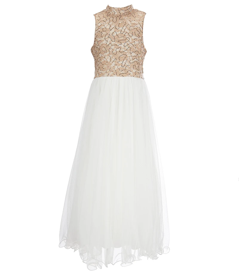 Xtraordinary Big Girls Beaded-Lace Bodice Tulle Skirt Long Social Dress