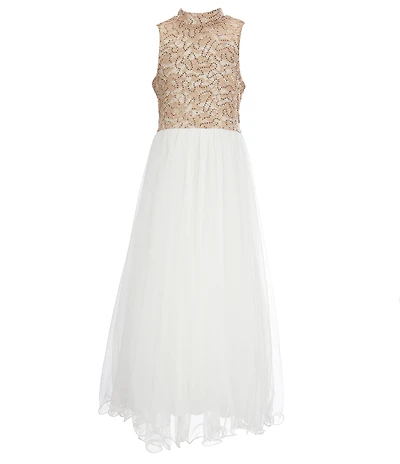 Xtraordinary Big Girls Beaded-Lace Bodice Tulle Skirt Long Social Dress