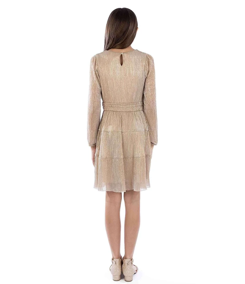 Xtraordinary Big Girls 7-16 Blouson-Sleeve Foiled Mesh Fit & Flare Dress