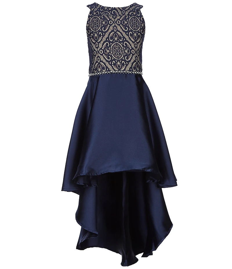 Xtraordinary Big Girls Bonded-Lace Mikado High-Low Dress