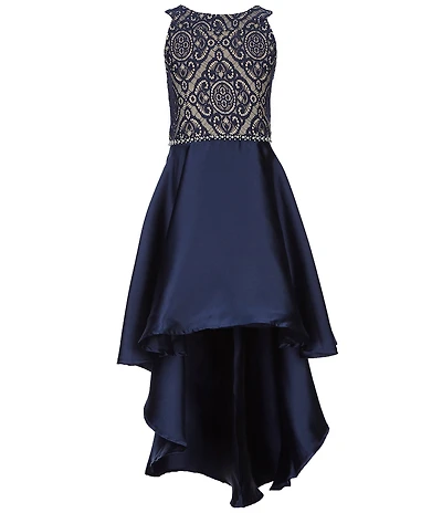 Xtraordinary Big Girls Bonded-Lace Mikado High-Low Dress