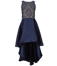 Xtraordinary Big Girls Bonded-Lace Mikado High-Low Dress