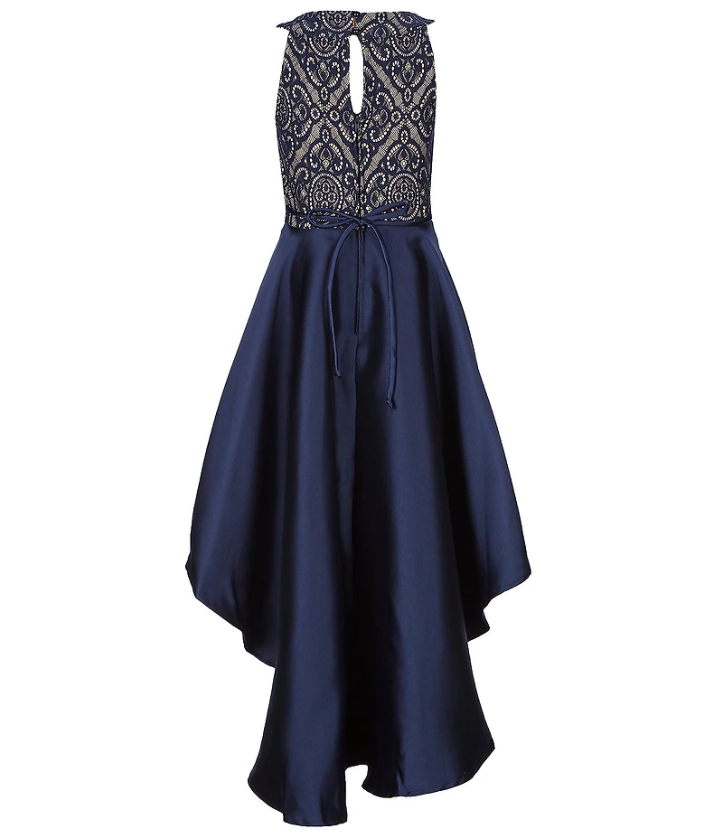 Xtraordinary Big Girls Bonded-Lace Mikado High-Low Dress