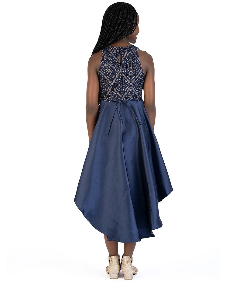 Xtraordinary Big Girls Bonded-Lace Mikado High-Low Dress