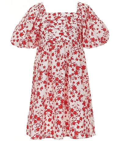 Xtraordinary Big Girls Short Bubble-Sleeve Floral Print A-Line Dress