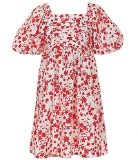 Xtraordinary Big Girls Short Bubble-Sleeve Floral Print A-Line Dress