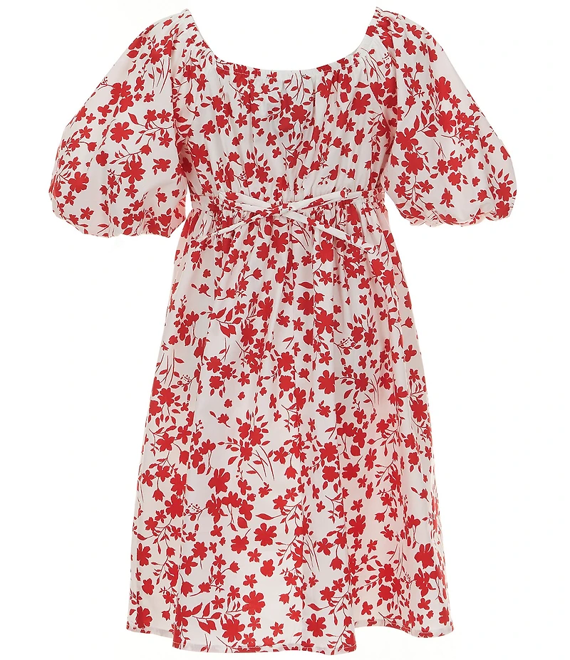 Xtraordinary Big Girls Short Bubble-Sleeve Floral Print A-Line Dress