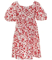 Xtraordinary Big Girls Short Bubble-Sleeve Floral Print A-Line Dress