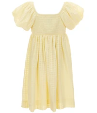 Xtraordinary Big Girls Bubble-Sleeve Pleated-Boodice Seersucker Dress