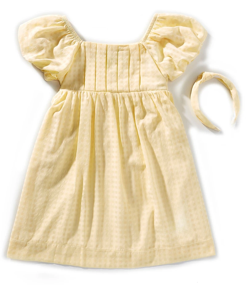 Xtraordinary Big Girls Bubble-Sleeve Pleated-Boodice Seersucker Dress