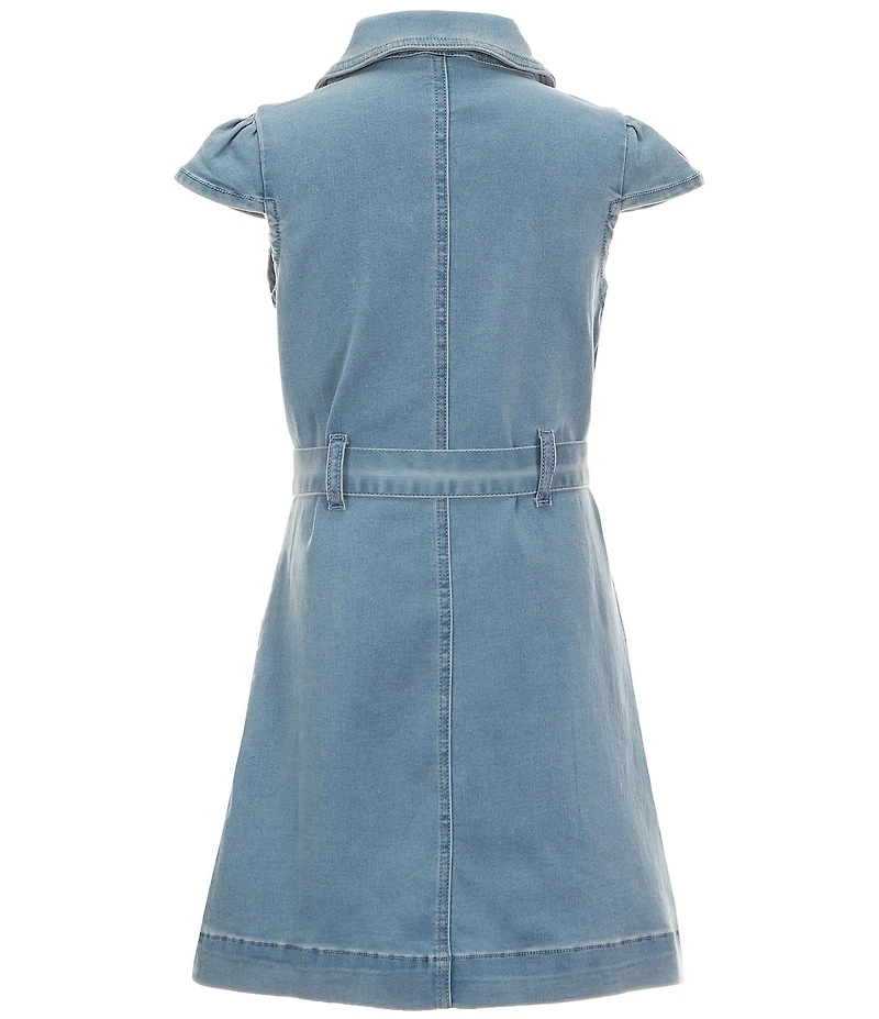 Xtraordinary Big Girls Cap-Sleeve Tie-Waist A-Line Denim Dress