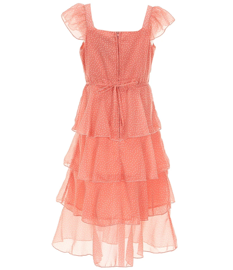 Xtraordinary Big Girls Cap-Sleeve Tiered-Ruffle-Skirted Chiffon Midi Dress