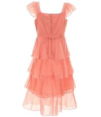 Xtraordinary Big Girls Cap-Sleeve Tiered-Ruffle-Skirted Chiffon Midi Dress