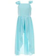Xtraordinary Big Girls Cap-Sleeve Windowpane Walk-Through Dress