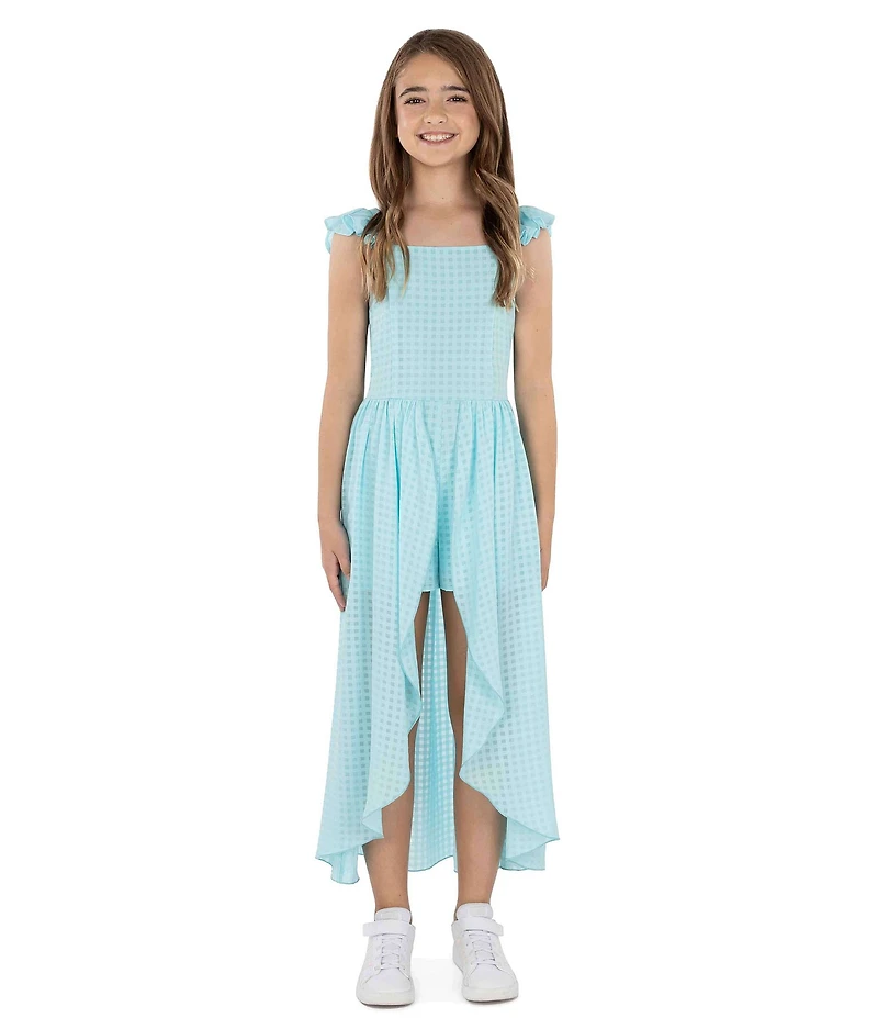 Xtraordinary Big Girls Cap-Sleeve Windowpane Walk-Through Dress