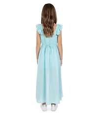 Xtraordinary Big Girls Cap-Sleeve Windowpane Walk-Through Dress