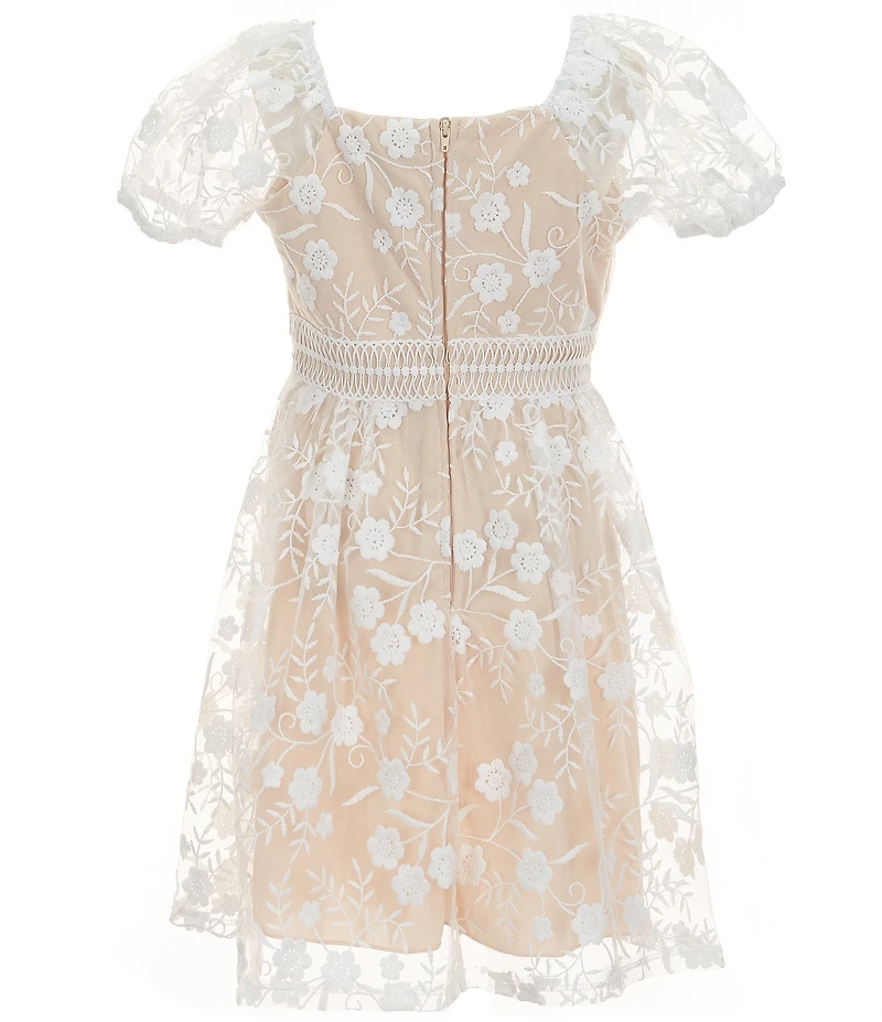 Xtraordinary Big Girls Floral Embroidered Mesh Dress