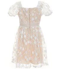 Xtraordinary Big Girls Floral Embroidered Mesh Dress