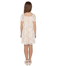 Xtraordinary Big Girls Floral Embroidered Mesh Dress