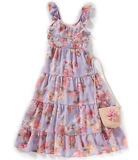 Xtraordinary Big Girls Floral Printed Maxi Dress With Matching Purse