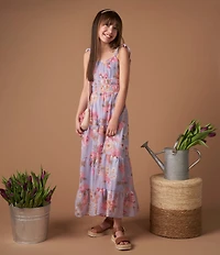 Xtraordinary Big Girls Floral Printed Maxi Dress With Matching Purse