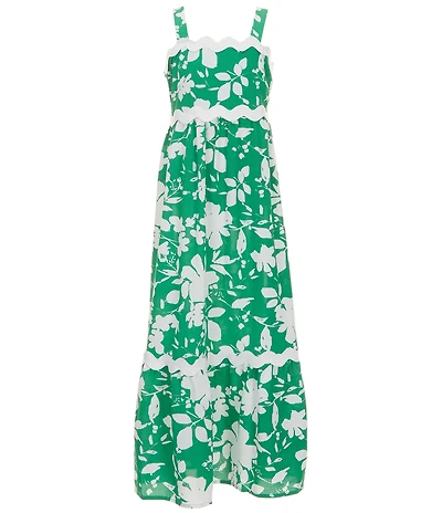 Xtraordinary Big Girls Floral Printed Ric Rac Trim Maxi Dress