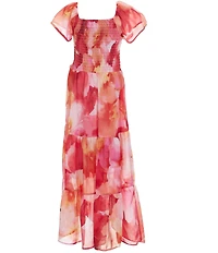 Xtraordinary Big Girls Floral Printed Tiered Skirt With Matching Purse Maxi Dress