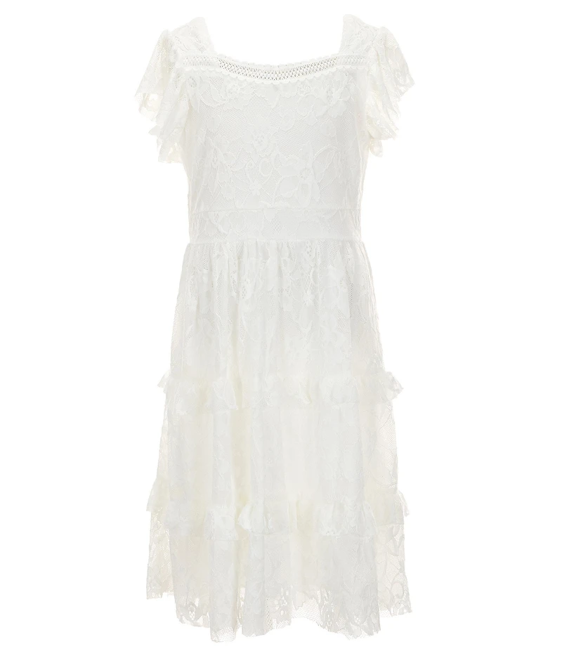 Xtraordinary Big Girls Flutter-Sleeve Lace Dress