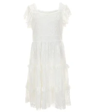 Xtraordinary Big Girls Flutter-Sleeve Lace Dress