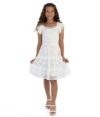 Xtraordinary Big Girls Flutter-Sleeve Lace Dress