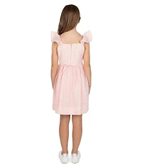 Xtraordinary Big Girls Flutter-Sleeve Windowpane-Checked Fit & Flare Dress