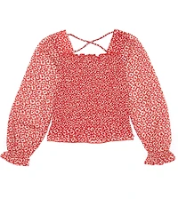Xtraordinary Big Girls 7-16 Long Sleeve Square Neck Floral Top